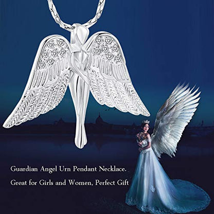 Imrsanl Cremation Jewelry Keepsake Angel Wings Urn Necklace for Ashes - color: Silver