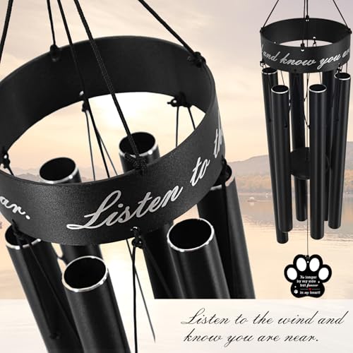 Pet Memorial Wind Chime, 30 Inches Paw Print Pet Remembrance Gift - color: No Longer