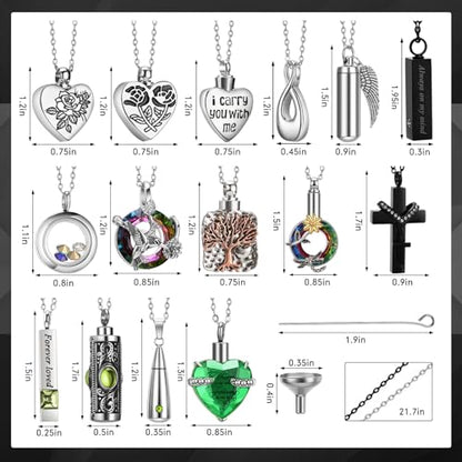 Ecation 15 Pcs Urn Necklace for Ashes Women Cremation Jewelry - color: Green