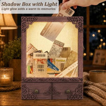 11x16 Wedding Memorial Shadow Box Frame with Shelves, Brown - color: Classic Brown