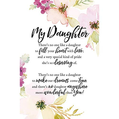 DEXSA My Daughter Wood Plaque - Made in the USA - 6 in x 9 in - Elegant Vertical Frame Wall & Tabletop Decoration | Easel & Hanging Hook | There's no one like a daughter to fill your heart with love - style: My Daughter
