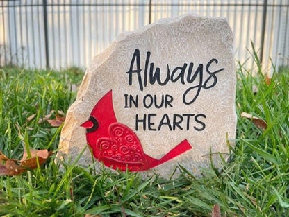 Enesco Izzy and Oliver Caring Cardinals Always in Our Hearts Garden Stone Sculpture, 5.75 Inch, Multicolor