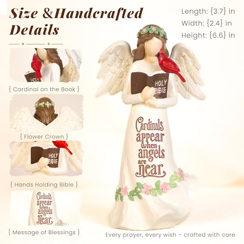 Cardinal Gifts for Women Angel Cardinal Figurine Decor Memorial Sympathy Gifts for Loss of Loved One Book Design Angel with Cardinal - style: Book Design Angel with Cardinal