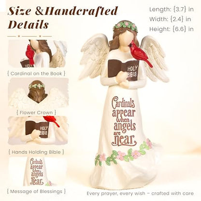 Cardinal Gifts for Women Angel Cardinal Figurine Decor Memorial Sympathy Gifts for Loss of Loved One Book Design Angel with Cardinal - style: Book Design Angel with Cardinal