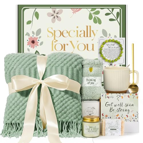 Get Well Soon Gift Baskets for Women, After Surgery Recovery Care Package for Women, Thinking of You, Feel Better Encouragement Gift Box, Comfort Gifts for Sick Friend - color: KF3