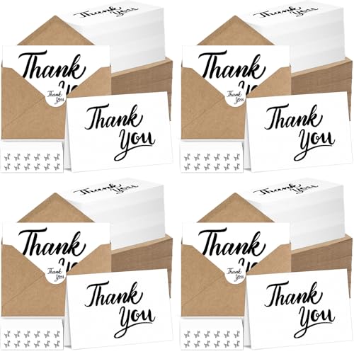 600 PCS Thank You Cards with Envelopes Matching Stickers Thank You Notes Bulk 4x6 Inch Minimalistic Design for Business Baby Shower Wedding Small Business Graduation Bridal Shower Funeral White - color: White