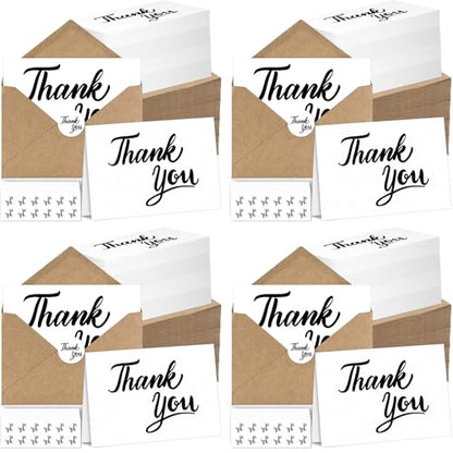 600 PCS Thank You Cards with Envelopes Matching Stickers Thank You Notes Bulk 4x6 Inch Minimalistic Design for Business Baby Shower Wedding Small Business Graduation Bridal Shower Funeral White - color: White