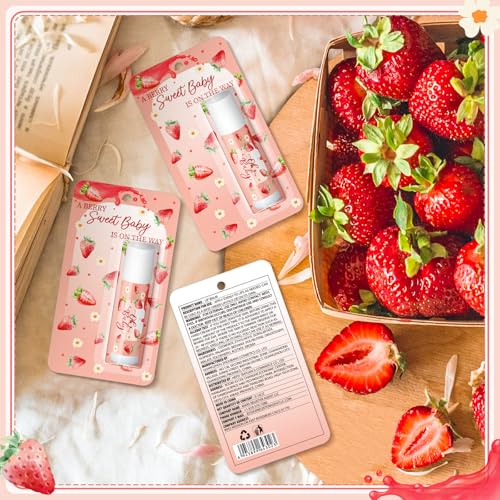 30 Pack Sweet Strawberry Baby Shower Games Prizes Party Gifts Bulk Lip Balms Favors for Winners Adults Guests Gender Reveal Favors Decorations Baby Shower Souvenirs Gift Bags Stuffers - style: A Sweet Strawberry