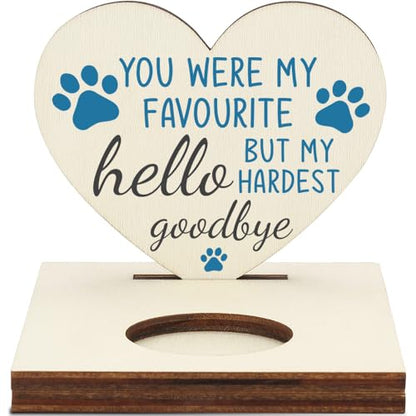 Pet Memorial Tealight Candle Holder with Paw Print Design, “Favourite Hello Hardest Goodbye” Verse, Remembrance Gift for Loss of Dog or Cat, LMM13 - color: Favourite Hello Hardest Goodbye