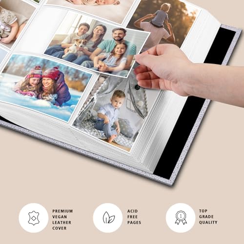 Fintie Photo Album 4x6 Photos - 600 Pockets Large Capacity Albums Book | Vegan Leather Cover, 4X6 Picture Keepsakes, Family/Wedding/Travel Memory Book, Baby/Kids/Boys/Girls Gift, White Gold - color: white gold