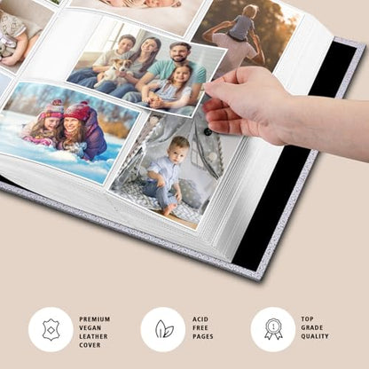 Fintie Photo Album 4x6 Photos - 600 Pockets Large Capacity Albums Book | Vegan Leather Cover, 4X6 Picture Keepsakes, Family/Wedding/Travel Memory Book, Baby/Kids/Boys/Girls Gift, White Gold - color: white gold