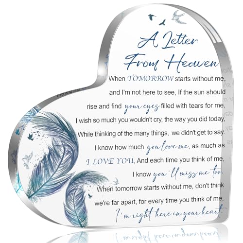 Bereavement Acrylic Sign Gifts for Women, Sympathy Gifts for Loss of Loved One Remembrance Decor, A Letter from Heaven Memorial Table Decor Gifts
