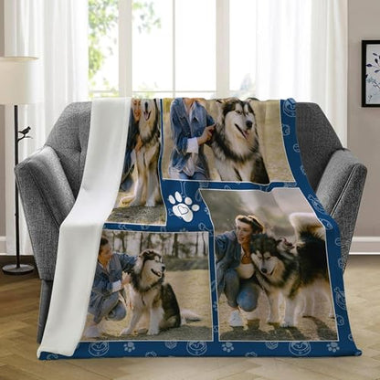 Ship Next Day, Personalized Dog Memorial Gifts, Custom Pet Blanket with Picture Name, Customized Pet Memorial Blanket with Photos, Loss of Pet Sympathy Gift, Dog Passing Away Bereavement Gifts - color: Dog Blanket 4