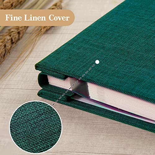 potricher Self Adhesive Photo Album 40 Pages, Linen cover, Dark Green | Photo Album Self Adhesive 4x6 5x7 8x10 Pictures, Linen Cover DIY Scrapbook Albums for Family, Wedding, Baby, Anniversary - color: Dark Green, size: 11x10.6 Inches 40 Pages