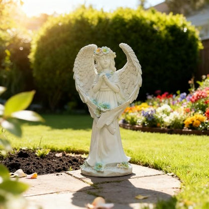 Solar Garden Statues Outdoor Decor Resin Lights Garden Angel Statues for Outside Lawn Yard Patio Balcony Art Sculptures Gifts for Mom Women - size: 7*5*13 in