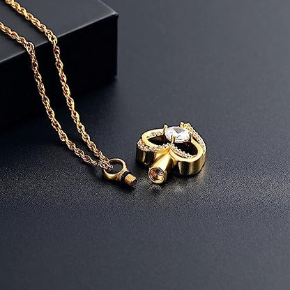 shajwo Cremation Jewelry Heart Urn Necklace for Ashes of Loved One - color: Gold-white