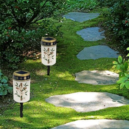 Cross Lily Solar Outdoor Lights - Waterproof Solar Walkway Lights for Yard, Lawn, Patio, Pathway, Backyard - color: Cross Lily
