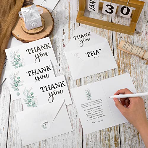 Fumete 50 Set Funeral Thank You Cards, Leaves - style: Leaves