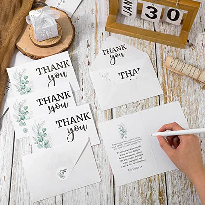 Fumete 50 Set Funeral Thank You Cards, Leaves - style: Leaves
