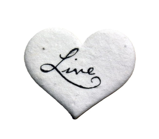 Of The Earth Handmade Paper - Wildflower Seed Paper Small Heart Tags - Calligraphy Variations - 1.75" X 1.5" - Set of 50 (Live) - color: Live
