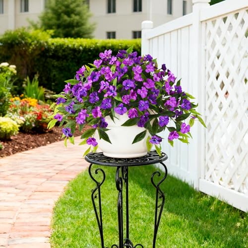 Hommyea Artificial Flowers for Outdoor, 2 PSC UV Resistant Fake Plants - color: Double Purple
