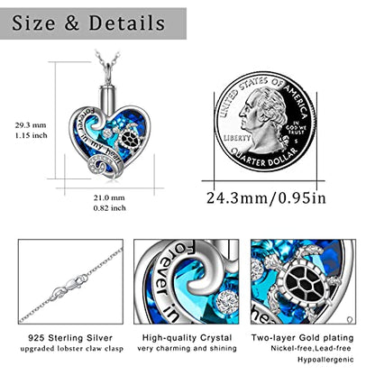 WINNICACA Silver Cremation Urn Necklaces for Ashes of Loved Ones - style: 1-Sea Turtle Crystal Necklace