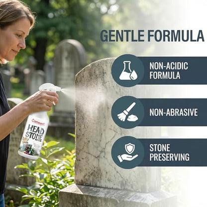 Headstone Cleaner for Graves,Highly Effective Gentle Formula for Cemetery,Gravestone & Tombstone Care,Safely Removes Dirt from Stone Surfaces 8.45 fl oz