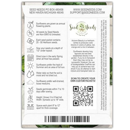 Seed Needs Sunflower Seed Packet Gift Favors for Weddings & Bridal Showers - size: 100 Packs, style: FAV-006