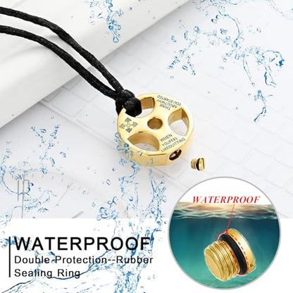 XSMZB Fitness Dumbbell Cremation Jewelry for Human Pet Stainless Steel Weight Plate Urn Necklace for Ashes Keepsake Pendant Urn Jewelry - color: Gold