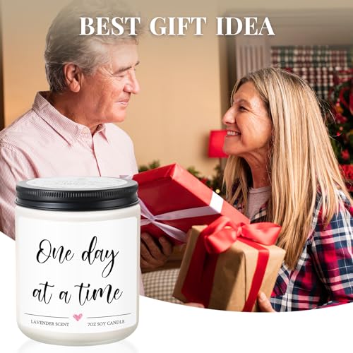 Get Well Gifts for Women Men, One Day at A Time Candle, Lavender Scent | Thinking of You Gifts, Breast Cancer Care Gift, Inspirational Encouragement Sympathy Candle, Anxiety Relief Items
