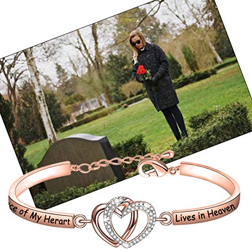 FAADBUK Memorial Jewelry Loss Gift A Piece of My Heart Lives In Heaven Bracelet In Memory of Loved Son Daughter Sympathy Gift - color: A Piece Of C-RG