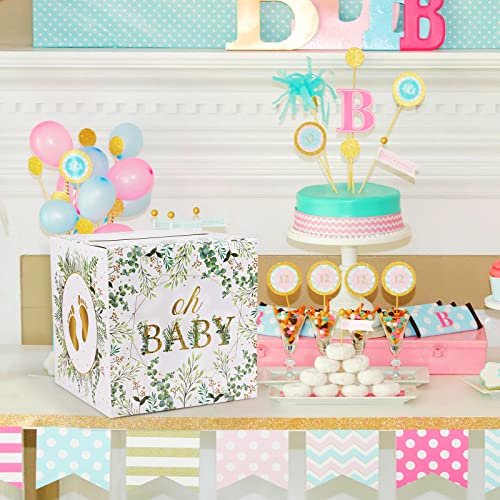Hxezoc Floral Baby Shower Card Box Favors Post Box Cardboard Receiving Money Box Holder for Reception, Baby Showers, Anniversary, Baby Birthday Party Table Centerpiece Decorations - style: Floral