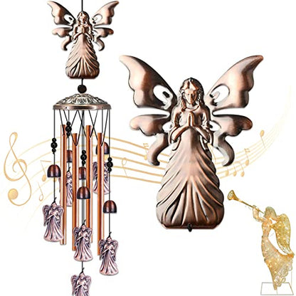 JUNQIU Angel Wind Chimes for Outside, Religious Wind Chimes, Angel Gifts