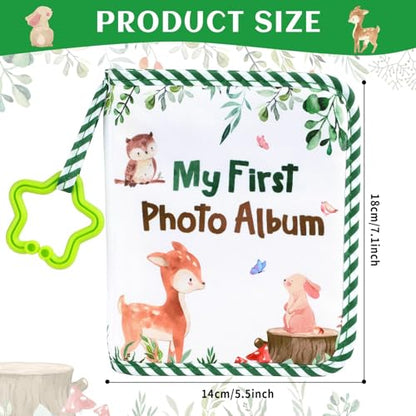 Baby's My First Family Album Soft Photo Cloth Book Green Leaves My First Book of Photos Baby Memory Album Gift Holds 4x6 Pictures for Babies Newborn Toddler & Kids Baby Shower - style: Green Leaves