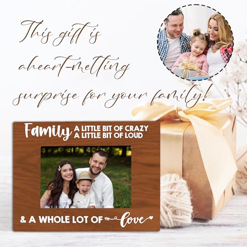 Rustic Family Picture Frame - Family A Little Bit of Crazy A Little Bit of Loud - Wooden Picture Frame Fits 4x6 inches Photo - Farmhouse Birthday Gift For Grandparents Parents-A02 - color: Family