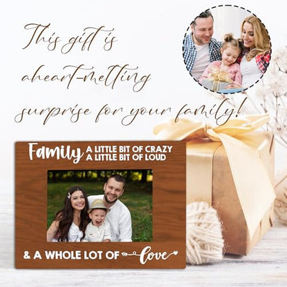 Rustic Family Picture Frame - Family A Little Bit of Crazy A Little Bit of Loud - Wooden Picture Frame Fits 4x6 inches Photo - Farmhouse Birthday Gift For Grandparents Parents-A02 - color: Family