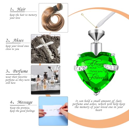 Fumete 5 Pcs Urn Necklaces for Ashes Cremation Keepsake - color: Light Green