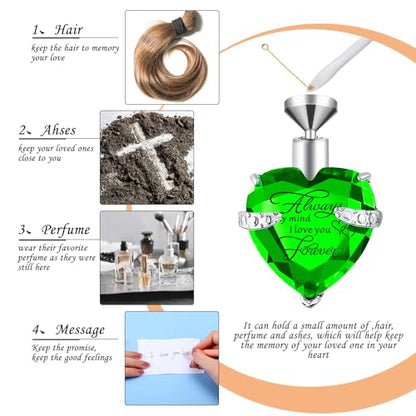 Fumete 5 Pcs Urn Necklaces for Ashes Cremation Keepsake - color: Light Green