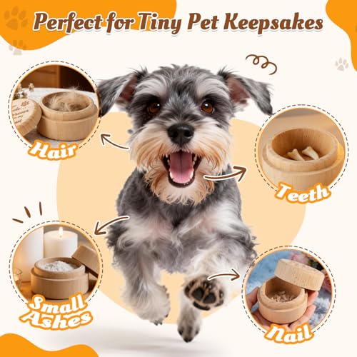 Pet Fur Keepsake Box, Round Wooden Memorial Box for Dog and Cat Hair - color: Round