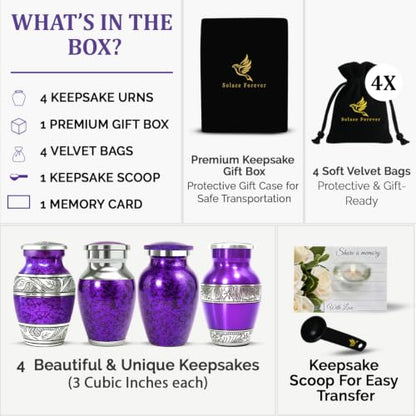 Small Urns for Human Ashes - Elegant Keepsake Cremation Urns - Purple - color: Purple