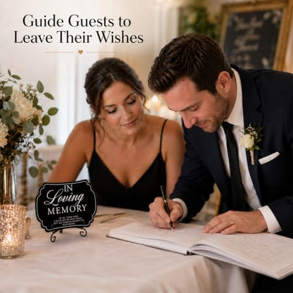 Wedding Table Sign - In Loving Memory - with Metal Stand, Wooden Reception Decor, 5x7 Inch Wedding Signs for Memory Table, Wedding Party, Pet Souvenirs, and other decorations & accessories (Black)- 07