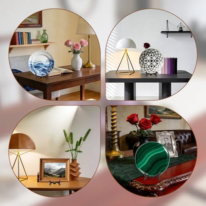 Penitue 2pcs 4 Inch Wooden Display Stands, Small Tiny Mini Miniature Folding Easel Plate Holders Decorative Picture Frame Display Stand for Books Dishes Photos Certificates Plaque Home & Office Decor