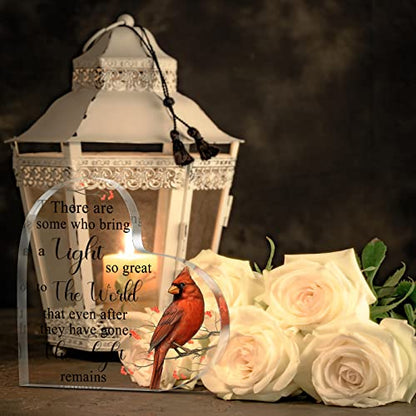 Yulejo Red Cardinal Gifts Catholic Hummingbird Sympathy Memorial Gift for Loss of Loved One Sympathy Acrylic Heart Decor Sign Table Centerpieces Remembrance Decor Christmas Condolence - style: Classic