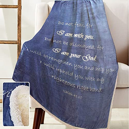 "Compassion Sympathy Blanket - Double Layer 65x50 Throw Blankets | Bed - Healing Gifts for Women , Scripture Blue , super soft, plush, and warm blanket - color: Blue Indigo, size: Isaiah 41:10