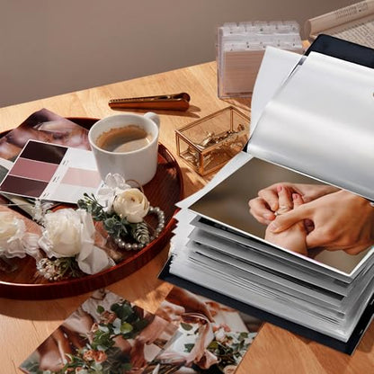 Performore Photo Book Album - 2 Pack of 4x6 Photo Albums - Small Photo Album Binder, Customizable Front Cover, Baby Photo Albums with 24 Photo Pockets, Holds 48 Pictures (Black)
