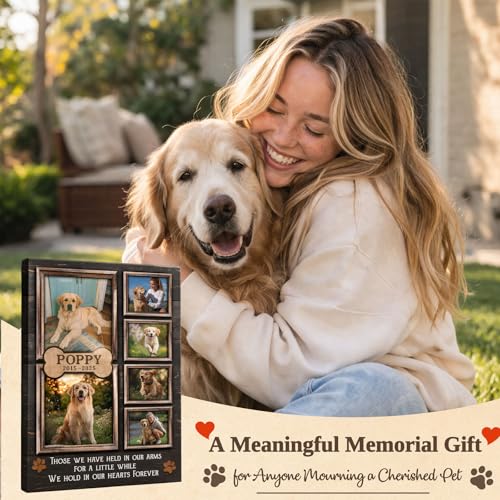 LOPHAW SHIPS NEXT DAY Personalized Dog Memorial Canvas Prints with Photo Name Date - Custom Pet Memorial Gifts for Dogs & Cats, Bereavement Remembrance Gifts, In Memory of Beloved Dog, Printed in USA