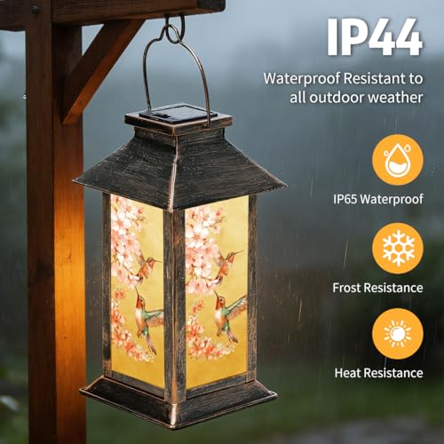 Outdoor Hanging Solar Light Iron Hummingbird Pattern Landscape Light Waterproof Design Perfect for Porch, Garden, Courtyard, and Patio Decor Birthday Gifts for Women Mom and Grandma - style: Hummingbird