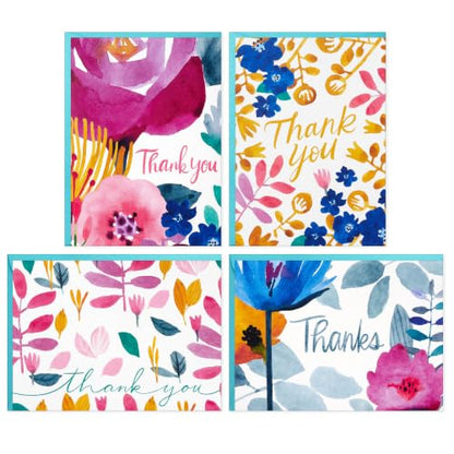 Hallmark Bulk Thank You Cards, Assorted 48-Pack (Watercolor Flowers)