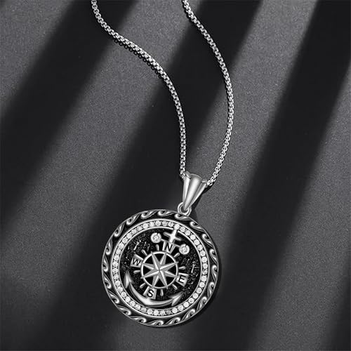 925 Sterling Silver Patron Saint Necklace Amulet Miraculous Medal Pendant Jewelry for Men Women with Friendship Talisman Travel Inspirational Gifts - color: black-I