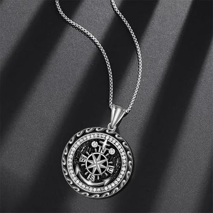925 Sterling Silver Patron Saint Necklace Amulet Miraculous Medal Pendant Jewelry for Men Women with Friendship Talisman Travel Inspirational Gifts - color: black-I